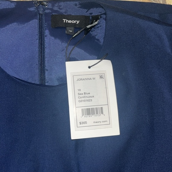 NWT Theory Sleeveless Front Ruching Sheath Dress, Sea Blue - Picture 13 of 15